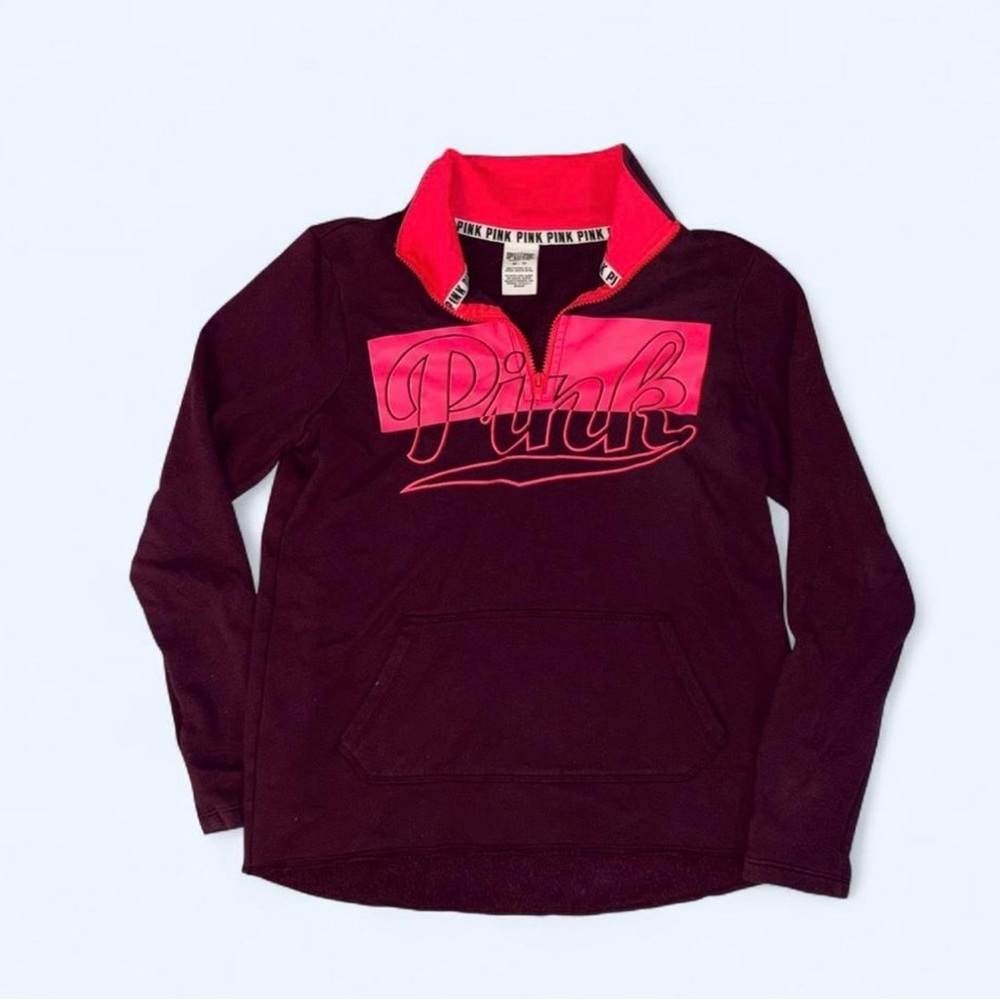 PINK Victoria's Secret Maroon Pullover with Hot Pink Logo